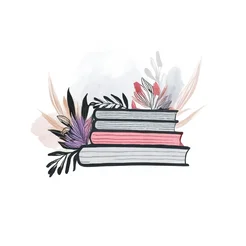 Free book club clipart of floral books